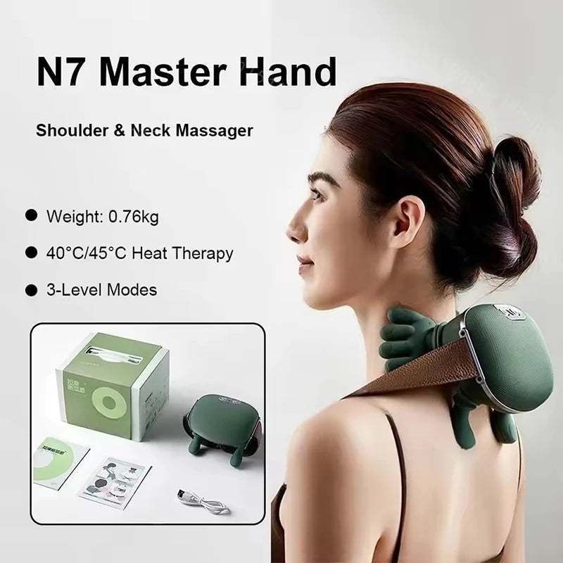 2026 Bionic Neck Shoulder Massager N7 Kneading Massager Shawl 3-Level Modes Neck Cervical Waist Leg Body Muscles Massage Pillow Roselle Wellness