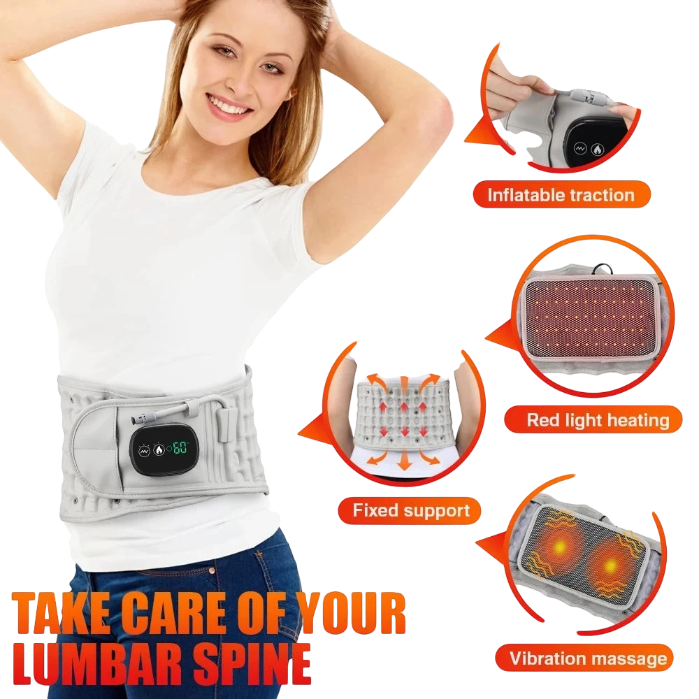 Inflatable Decompression Belt with Rechargeable Battery Inflatable Lumbar Traction Device Heating Waist Massage Back Pain Relief