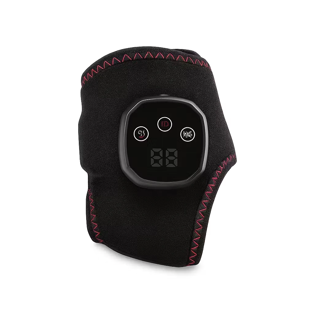 Roselle Wellness black ankle heat therapy wrap with digital display and vibration massage settings