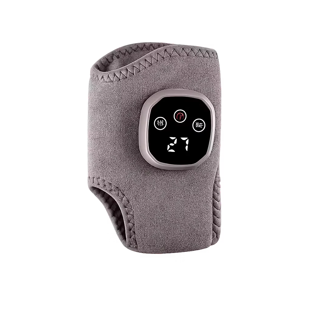 Roselle Wellness gray ankle heat therapy wrap with digital display and vibration massage settings