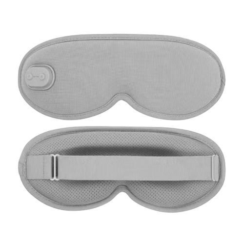 Roselle Wellness 3D heated eye mask in light grey with contoured design and adjustable strap for sleep and relaxation