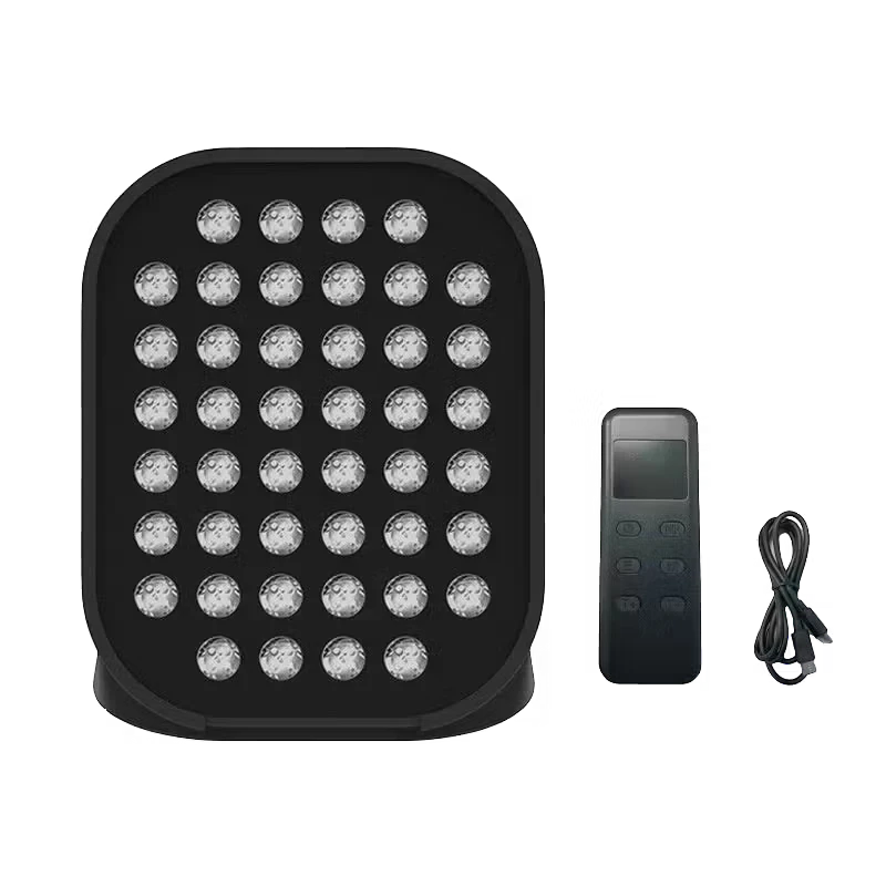 Roselle Wellness LED light therapy device with large panel, remote control, and cable for at-home skincare.