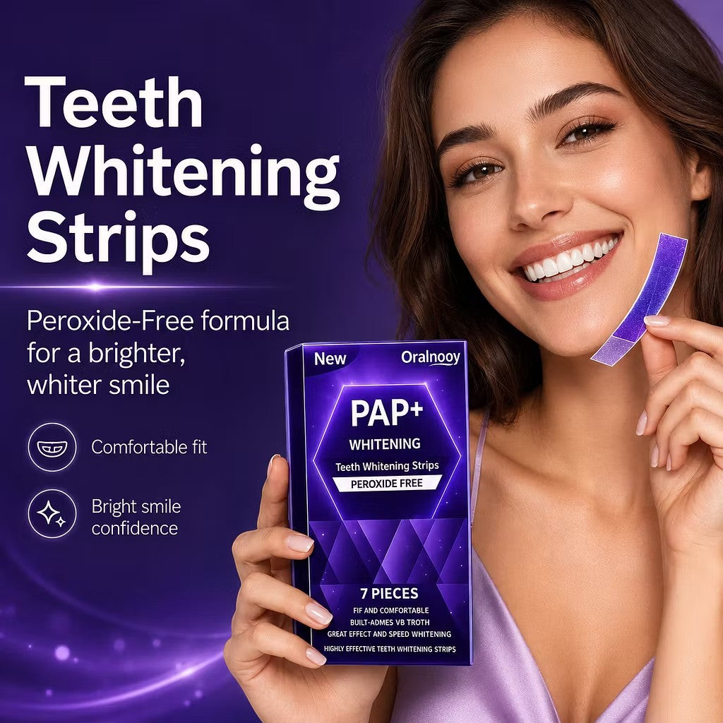 Roselle Wellness purple teeth whitening strips with peroxide-free formula for a brighter smile