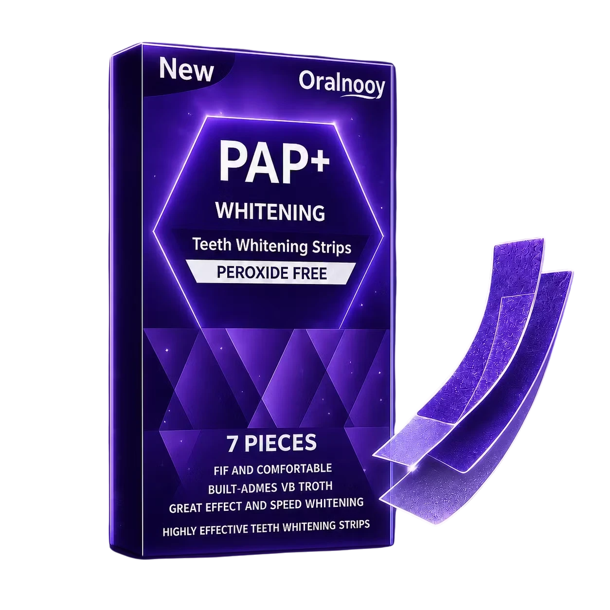 Roselle Wellness purple teeth whitening strips with dry-application design for a brighter smile and peroxide-free care
